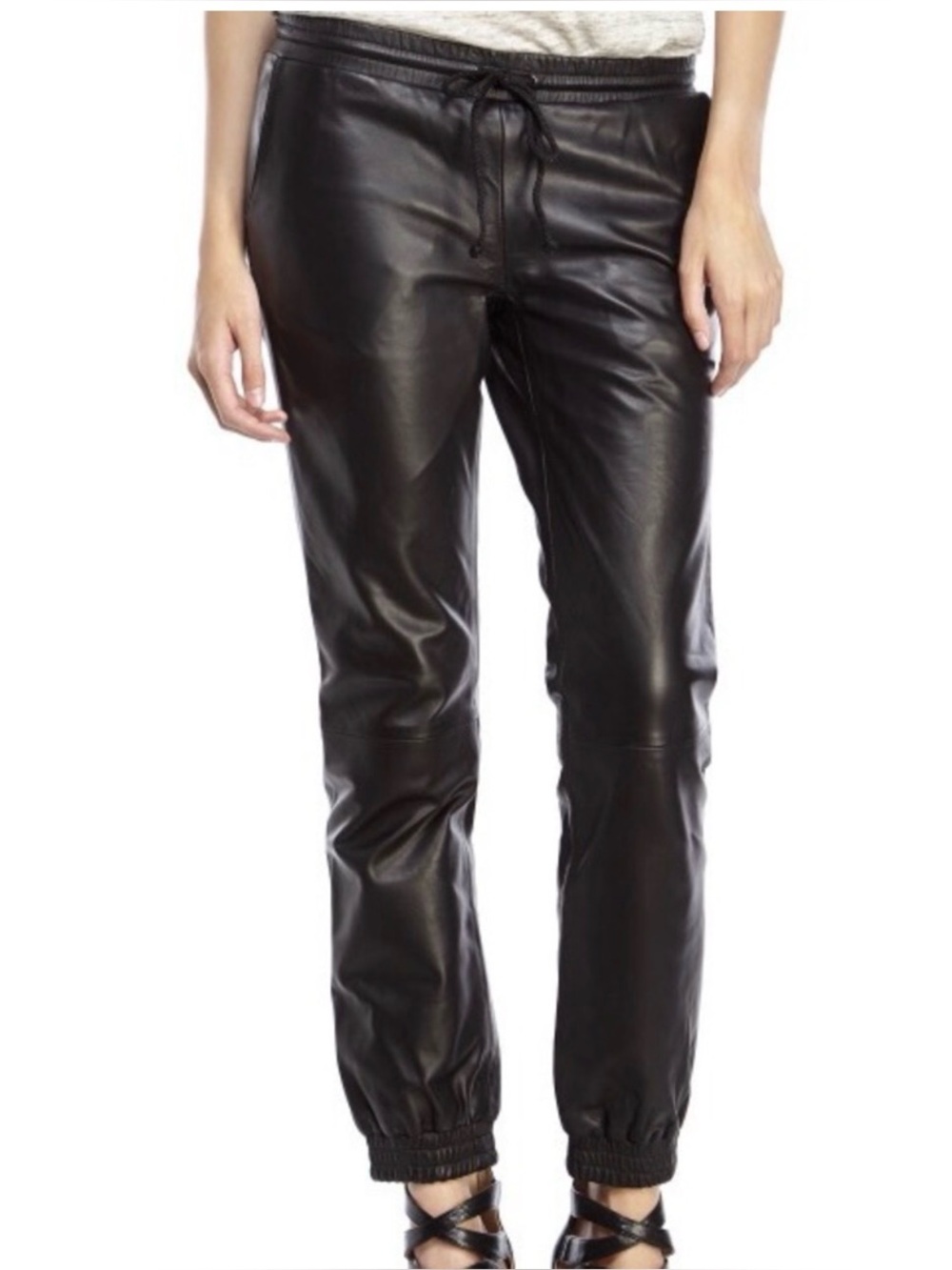 Walter Baker 100% Leather Jogger Style Pants Style Roman Black Size Large